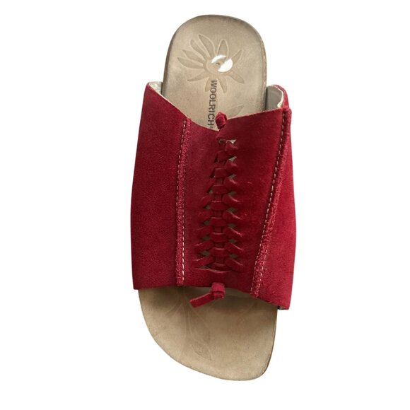 WOOLRICH Red Suede Slide Flats Sandals Size 9 - Picture 6 of 6